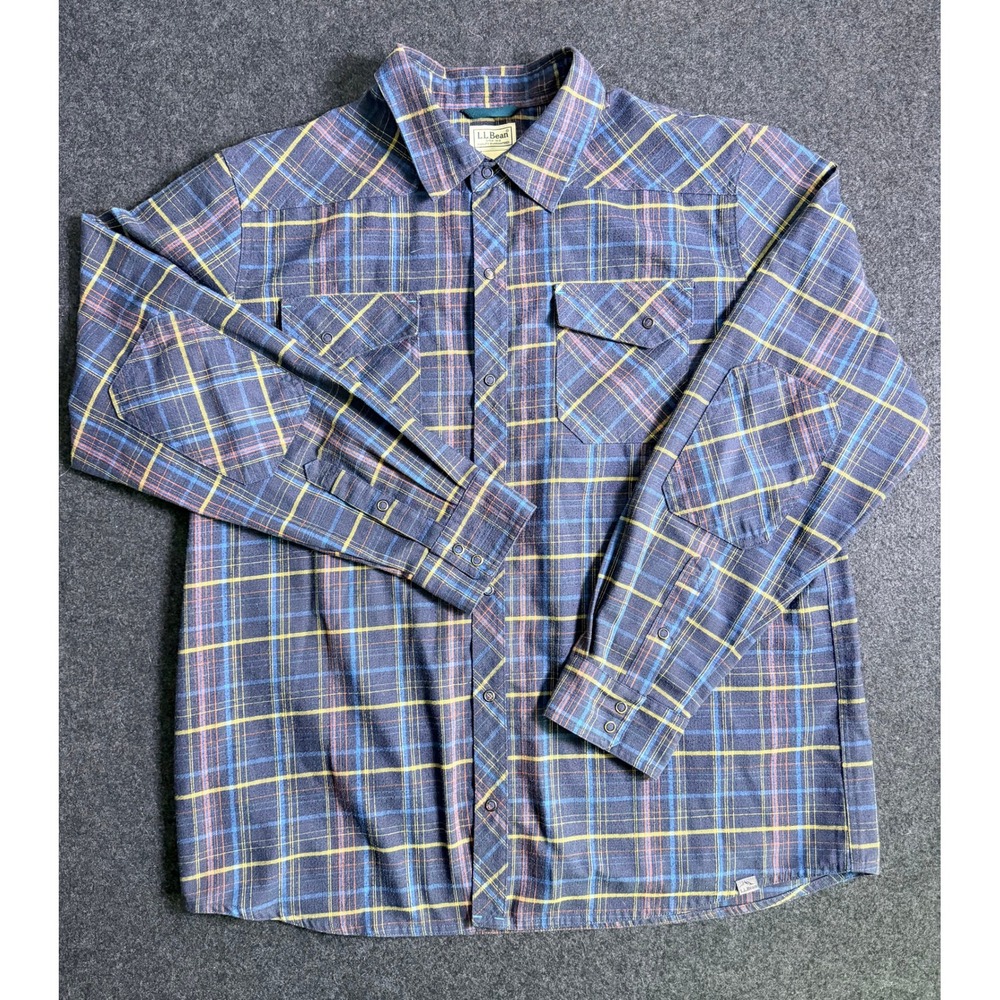 LL Bean Mens XL Katahdin Performance Flannel Poly Wool Blend 298102
